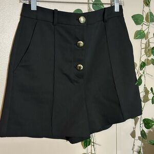 Zara Black High-Waisted Shorts with Gold Buttons